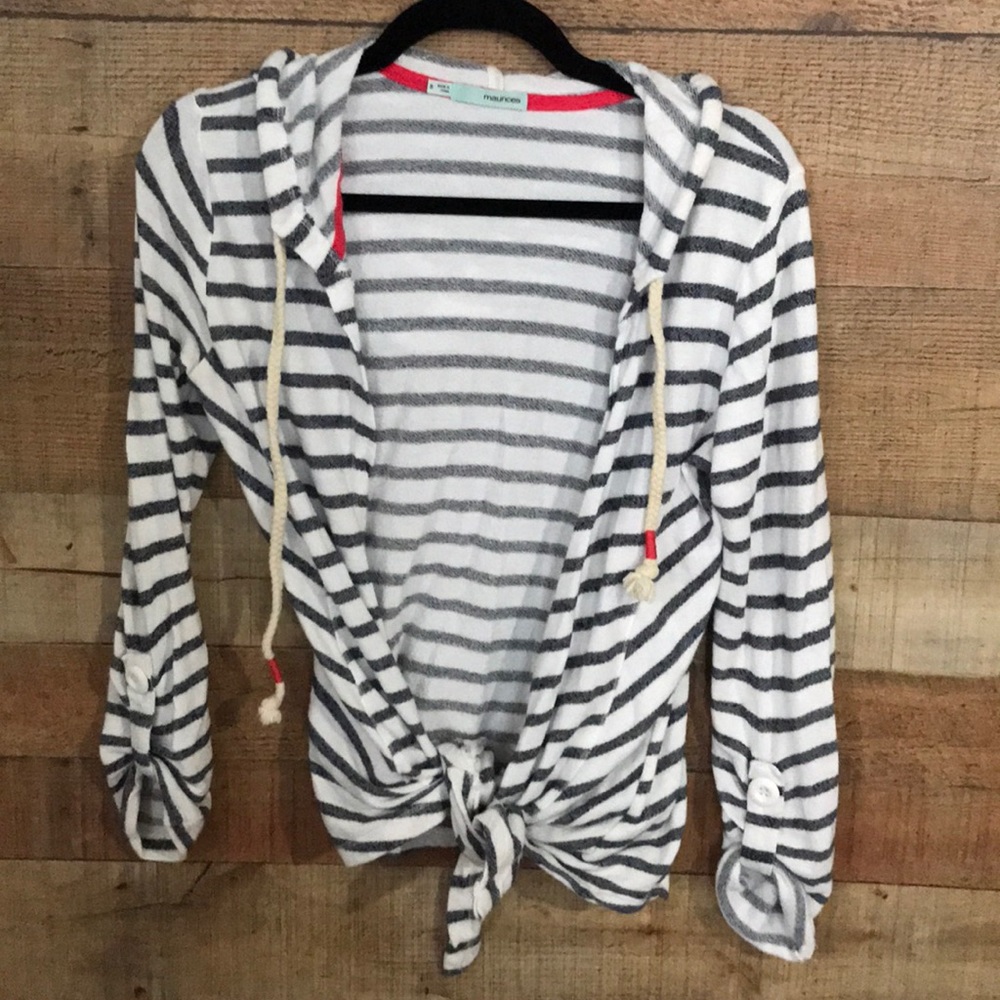 Nautical themed hooded lightweight sweatshirt